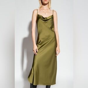 green cowl neck maxi dress